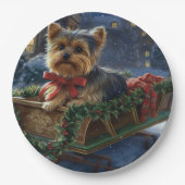 Yorkshire Terrier Weihnachtsfeiertage Pappteller (Vorderseite)