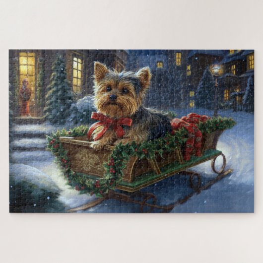 Yorkshire Terrier Weihnachtsfeiertage Puzzle (Horizontal)