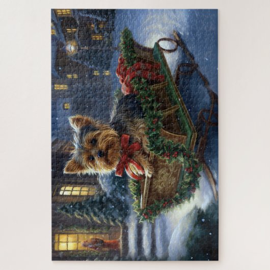 Yorkshire Terrier Weihnachtsfeiertage Puzzle (Vertikal)