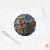 Yorkshire Terrier Weihnachtsfeiertage Runder Aufkleber (Umschlag)