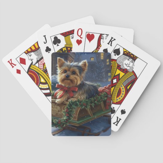 Yorkshire Terrier Weihnachtsfeiertage Spielkarten (Rückseite)