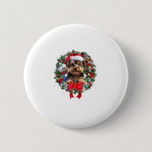 Yorkshire Terrier Weihnachtsfeiertage Xmas Button