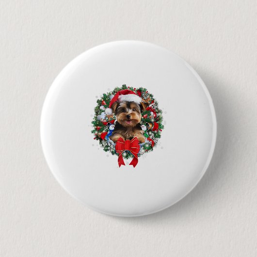 Yorkshire Terrier Weihnachtsfeiertage Xmas Button (Vorderseite)