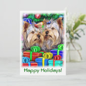 Yorkshire Terrier Weihnachtsgeschenke Einladung (Stehend Vorderseite)