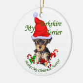 Yorkshire Terrier Weihnachtsgeschenke Keramikornament (Links)