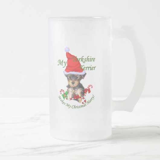 Yorkshire Terrier Weihnachtsgeschenke Mattglas Bierglas (Rechts)