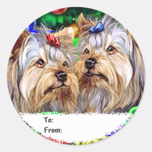 Yorkshire Terrier Weihnachtsgeschenke - Tags Runder Aufkleber