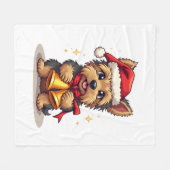 Yorkshire Terrier Weihnachtsglocken Fleecedecke (Vorderseite (Horizontal))