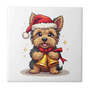 Yorkshire Terrier Weihnachtsglocken Fliese