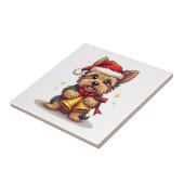 Yorkshire Terrier Weihnachtsglocken Fliese (Seite)
