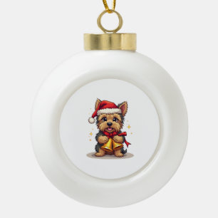Yorkshire Terrier Weihnachtsglocken Keramik Kugel-Ornament