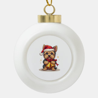Yorkshire Terrier Weihnachtsglocken Keramik Kugel-Ornament