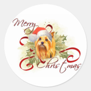 Yorkshire Terrier Weihnachtskleber Runder Aufkleber