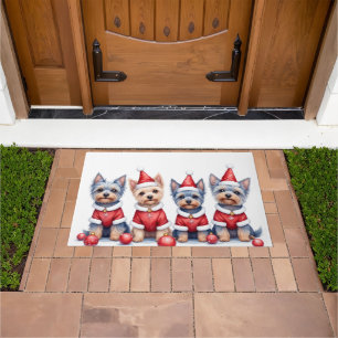 Yorkshire Terrier Weihnachtskleid Santa Hut Fußmatte