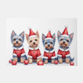 Yorkshire Terrier Weihnachtskleid Santa Hut Fußmatte (Vorderseite)