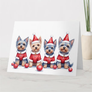 Yorkshire Terrier Weihnachtskleid Santa Hut Karte