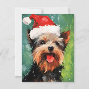 Yorkshire Terrier Weihnachtsmalerei Feiertagskarte