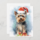 Yorkshire Terrier Weihnachtsmalerei Feiertagskarte (Vorne/Hinten)