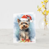 Yorkshire Terrier Weihnachtsmalerei Karte (Gelbe Blume)