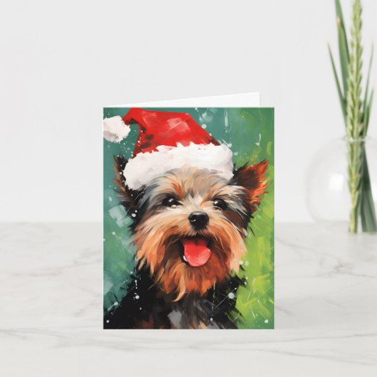 Yorkshire Terrier Weihnachtsmalerei Karte (Vorderseite)