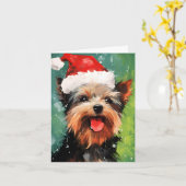 Yorkshire Terrier Weihnachtsmalerei Karte (Gelbe Blume)