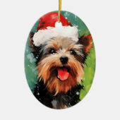 Yorkshire Terrier Weihnachtsmalerei Keramik Ornament (Vorne)