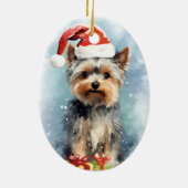 Yorkshire Terrier Weihnachtsmalerei Keramik Ornament (Hinten)