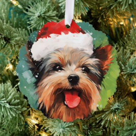 Yorkshire Terrier Weihnachtsmalerei Ornament Karte
