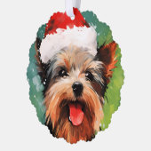 Yorkshire Terrier Weihnachtsmalerei Ornament Karte (Links)