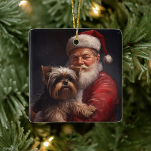 Yorkshire Terrier Weihnachtsmann Festliches Weihna Keramikornament
