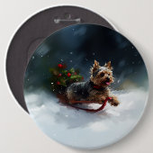 Yorkshire Terrier Weihnachtsschnee Button (Vorne & Hinten)