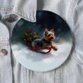 Yorkshire Terrier Weihnachtsschnee Button (Beispiel)