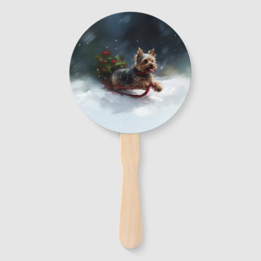 Yorkshire Terrier Weihnachtsschnee Fächer (Vorderseite)