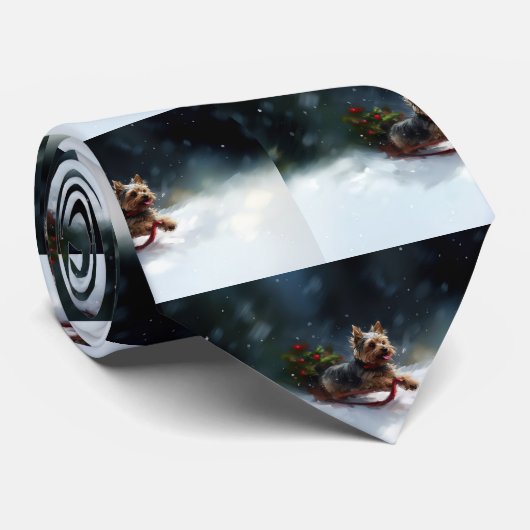 Yorkshire Terrier Weihnachtsschnee Krawatte (Gerollt)