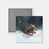Yorkshire Terrier Weihnachtsschnee Magnet (Vorderseite/Rückseite)