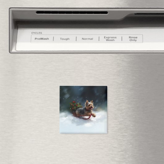 Yorkshire Terrier Weihnachtsschnee Magnet (In Situ (Geschirrspüler))