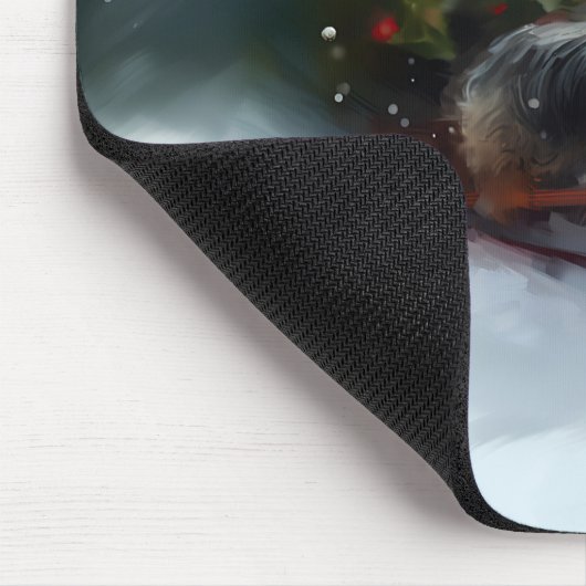 Yorkshire Terrier Weihnachtsschnee Mousepad (Ecke)