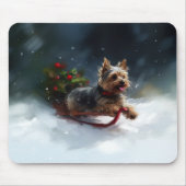 Yorkshire Terrier Weihnachtsschnee Mousepad (Vorne)