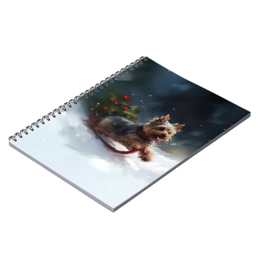Yorkshire Terrier Weihnachtsschnee Notizblock (Linke Seite)