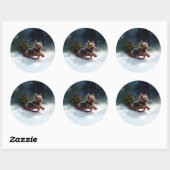 Yorkshire Terrier Weihnachtsschnee Runder Aufkleber (Blatt)