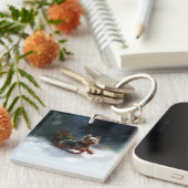 Yorkshire Terrier Weihnachtsschnee Schlüsselanhänger (Vorderseite rechts)