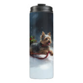 Yorkshire Terrier Weihnachtsschnee Thermosbecher (Vorderseite)