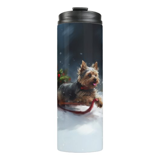 Yorkshire Terrier Weihnachtsschnee Thermosbecher (Vorderseite)