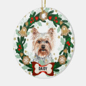 Yorkshire Terrier Weihnachtsweihe Kekswarte Keramik Ornament (Links)
