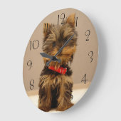 Yorkshire Terrier Welpe Große Wanduhr (Winkel)