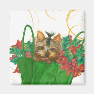 Yorkshire Terrier Welpe Weihnachtsgrüße Magnet