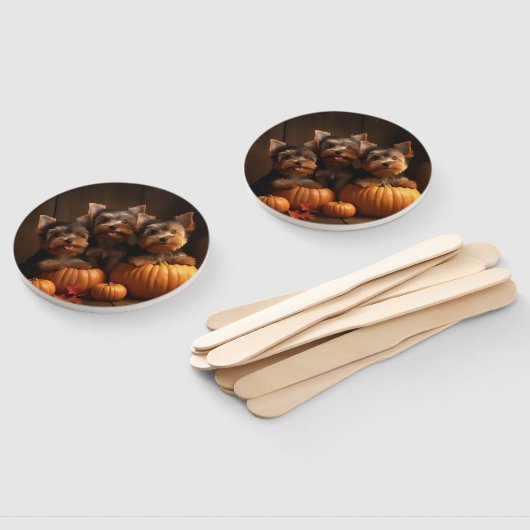 Yorkshire Terrier Welppy Autumn Delight Pumpkin Fächer (Non-assembled)