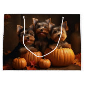 Yorkshire Terrier Welppy Autumn Delight Pumpkin Große Geschenktüte (Vorderseite)