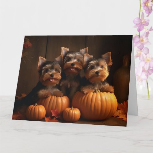Yorkshire Terrier Welppy Autumn Delight Pumpkin Karte (Orchidee)