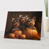 Yorkshire Terrier Welppy Autumn Delight Pumpkin Karte (Vorderseite)